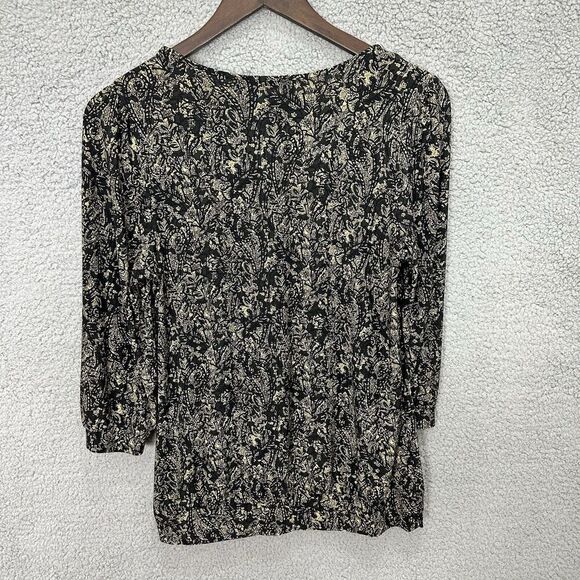 Vintage Y2K The Limited Top Womens Small Black Paisley Print Pleated Boho Hippie - Picture 2 of 7